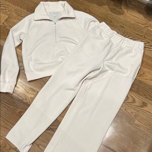 Stone Lux Pullover Lounge Set With Wide Leg Pant